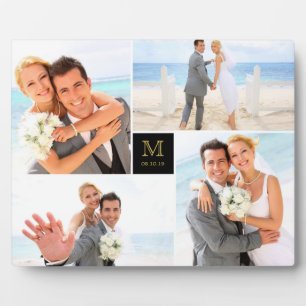 Plaque Photo Boîte noire Monogramme intemporel Mariage Photo Ea