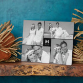 Plaque Photo Boîte noire Monogramme intemporel Mariage Photo Ea (Côté)