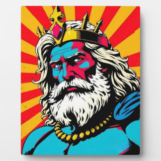 Plaque Photo Bold Pop Art Zeus - Colorful Greek God Illustratio
