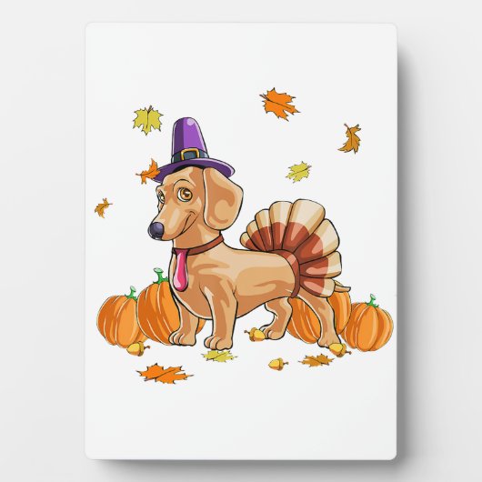 Plaque Photo Bon thanksgiving Dachshund Turquie Costume T Fun (Devant)