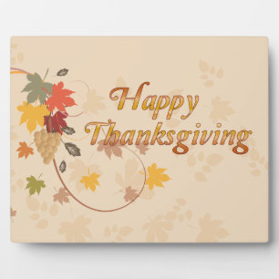 Plaque Photo Bon thanksgiving - feuille, raisins et rubans