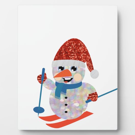 Plaque Photo bonhomme de neige de noël (Devant)