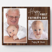 Plaque Photo Bonne première Fête des pères en bois de pavot 2 p (Devant)