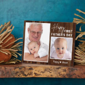 Plaque Photo Bonne première Fête des pères en bois de pavot 2 p (Côté)