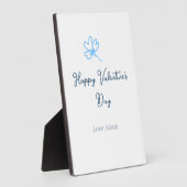Plaque Photo Bonne Saint-Valentin bleue fleur nom rustique joye (Côté)