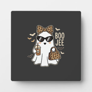 Plaque Photo Boo Jee Cute Ghost Halloween Leopard Design_1