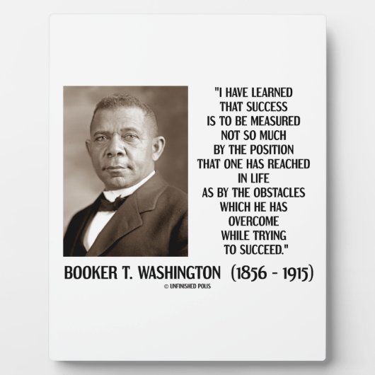 Plaque Photo Booker T. Washington Obstacles Surmonter Succès (Devant)