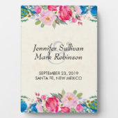 Plaque Photo Border Pretty Pink et Blue Flower (Devant)