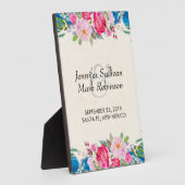 Plaque Photo Border Pretty Pink et Blue Flower (Côté)