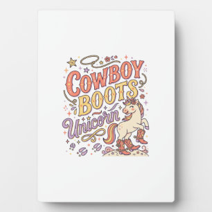 Plaque Photo Bottes de cowboy licorne Licorne Fantaisiste Zazzl