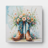 Plaque Photo Bottes et fleurs pour fille de la table Art avec l (Devant)