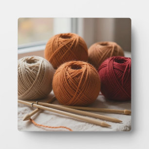 Plaque Photo Boules de Laine Cosy Tricot Tons d'Automne
