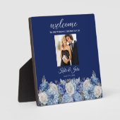 Plaque Photo Bouquet de fleurs bleu aquarelle (Recto)