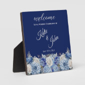 Plaque Photo Bouquet de fleurs bleu aquarelle-Mariage (Recto)