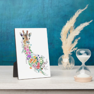Plaque Photo Bouquet de fleurs colorées Girafe Art Peint