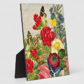 Plaque Photo Bouquet de fleurs vintages aux papillons (Côté)