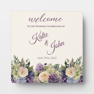 Plaque Photo Bouquet de fleurs violettes d'aquarelle Mariage