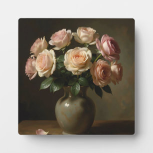 Plaque Photo Bouquet de roses carminées nature morte classique
