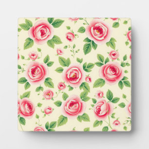 Plaque Photo Bouquet de roses roses vintage Floral Pastel Chint