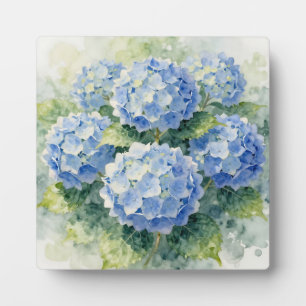 Plaque Photo Bouquet d'hortensias bleu à l'aquarelle