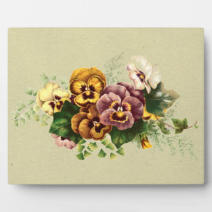 Plaque Photo Bouquet vintage Pansies