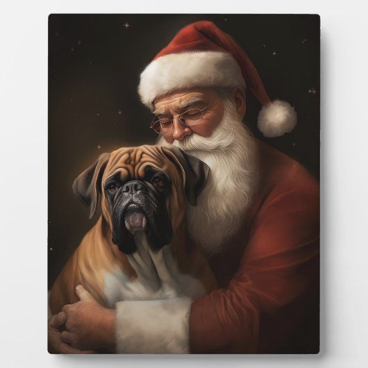 Plaque Photo Boxer avec Noël Festif du Père Noël (Devant)