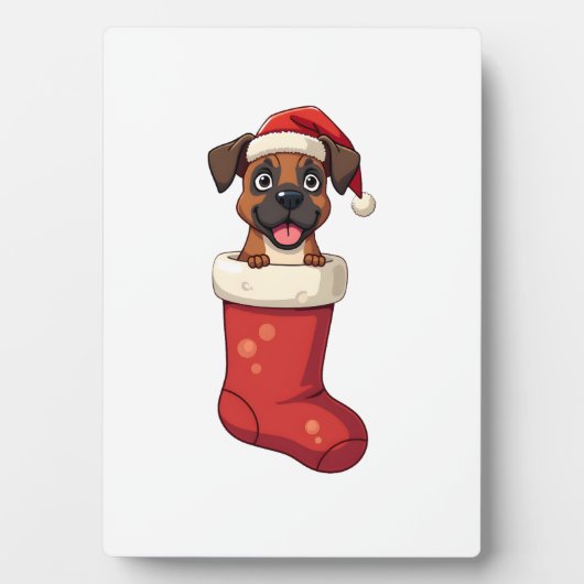 Plaque Photo Boxer Christmas Stocking (Devant)