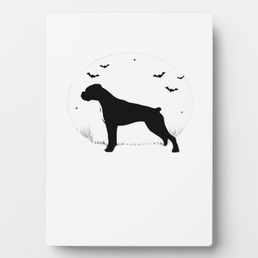 Plaque Photo Boxer Dog � Halloween Moon Silhouette Classic T-Sh (Devant)