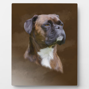 Plaque Photo Boxer Peinture à l'huile de chien Portrait d'art