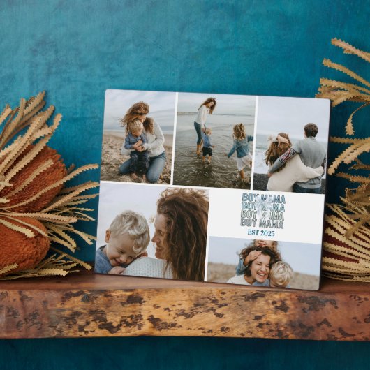 Plaque Photo Boy Mama Custom Photo Collage (Côté)