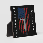 Plaque Photo Boys Gymnastique Anneaux Distressed Drapeau Améric (Recto)