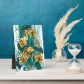 Plaque Photo Branche avec Feuilles d'or Ginko Biloba (Côté)