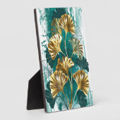 Plaque Photo Branche avec Feuilles d'or Ginko Biloba (Côté)