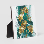 Plaque Photo Branche avec Feuilles d'or Ginko Biloba (Recto)