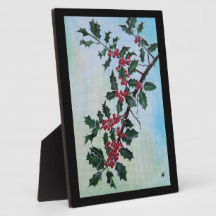 Plaque Photo Branche de houx dans la neige de l'hiver par Alfre