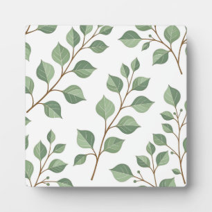 Plaque Photo Branches Feuillues Vert Sage Aquarelle Botanique