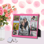 Plaque Photo Bright Dark Pink White Text Sisters Photo Collage<br><div class="desc">Un cadeau sincère pour votre soeur ou vos soeurs, téléchargez des photos de vos souvenirs préférés et célébrez la personne qui a toujours été à vos côtés. Arrière - plan rose foncé peut être ajusté à une couleur différente. Gardez les bons souvenirs à proximité, comme un rappel des gens extraordinaires...</div>