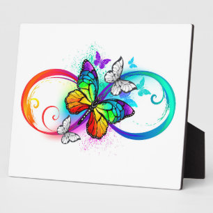 Plaque Photo Bright infinity with rainbow butterfly