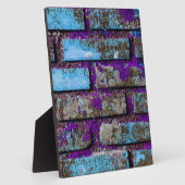 Plaque Photo Briques bleu et violet texturé (Côté)
