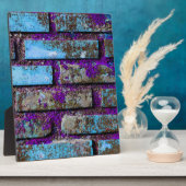 Plaque Photo Briques bleu et violet texturé (Côté)