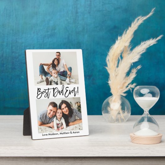 Plaque Photo Brochure moderne Script Best Papa Ever 2 Photo (Côté)