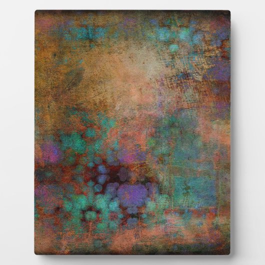 Plaque Photo Bronze, Turquoise, violet Abstrait (Devant)
