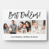 Plaque Photo Brosse moderne Script 3 photo Meilleur papa jamais (Devant)