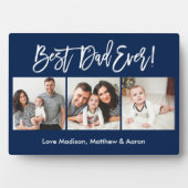 Plaque Photo Brosse moderne Script 3 Photos Meilleur Papa Jamai (Devant)