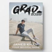 Plaque Photo Brosse noire moderne Script photo complète Graduat (Devant)