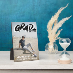 Plaque Photo Brosse noire moderne Script photo complète Graduat