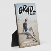 Plaque Photo Brosse noire moderne Script photo complète Graduat (Côté)