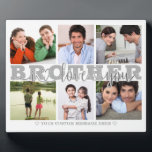 Plaque Photo BROTHER I Love You 6 Photo Collage Gris 8x10<br><div class="desc">Créez un collage photo keepsar 8x10 affichage pour un frère avec 6 images, le titre BROTHER en gris argenté modifiable avec un script manuscrit moderne et typographie de coeurs I LOVE YOU design overlay et personnalisé avec votre texte personnalisé. CONSEIL PHOTO : Pour obtenir les meilleurs résultats, choisissez une photo...</div>