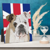 Plaque Photo Bulldog anglais contre une Union Jack (Côté)