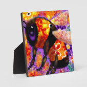 Plaque Photo Bumble Whimsical Bee Floral Rouge Jaune violet (Recto)